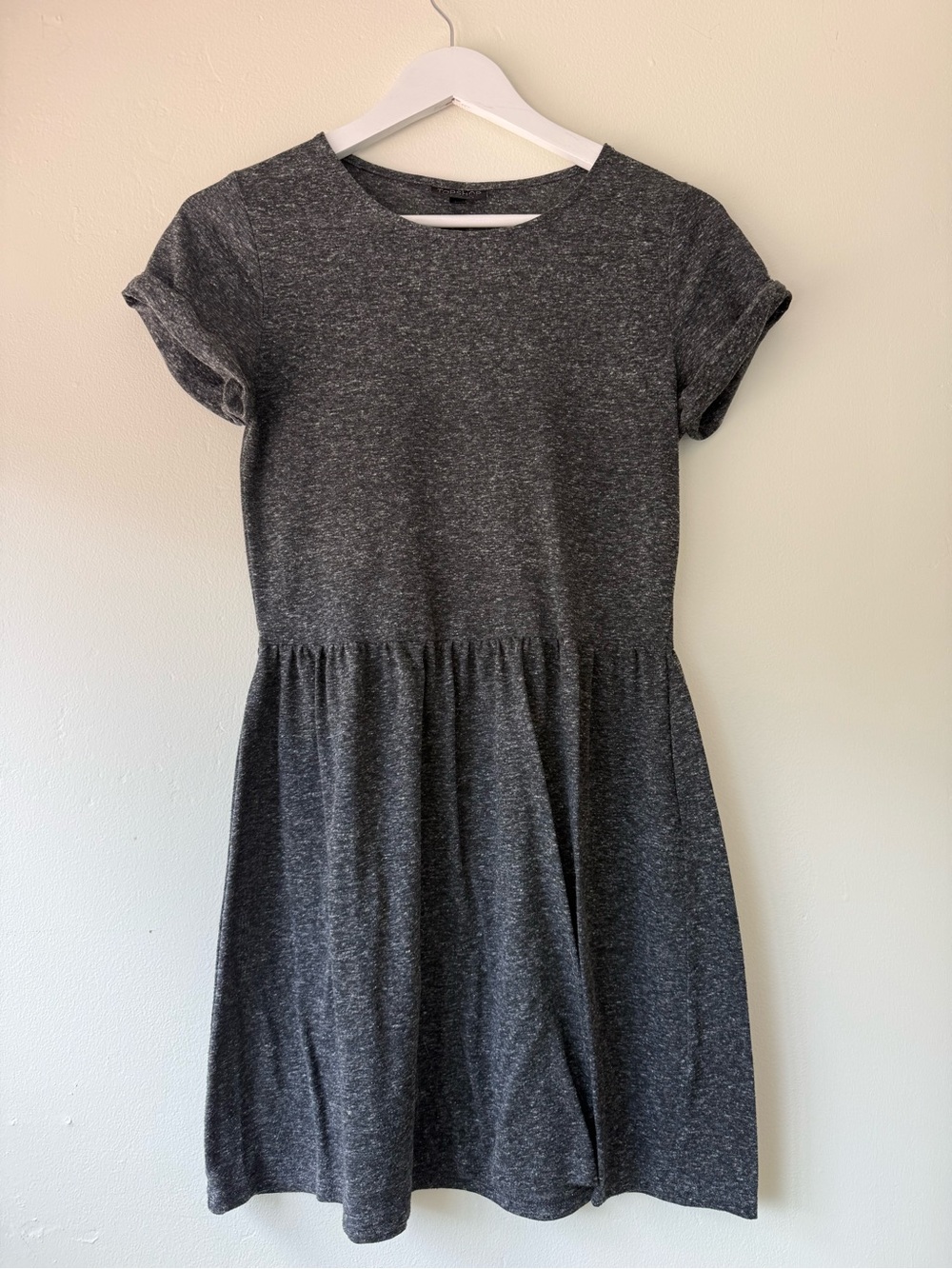 Topshop Heather Charcoal Short Sleeve Dress